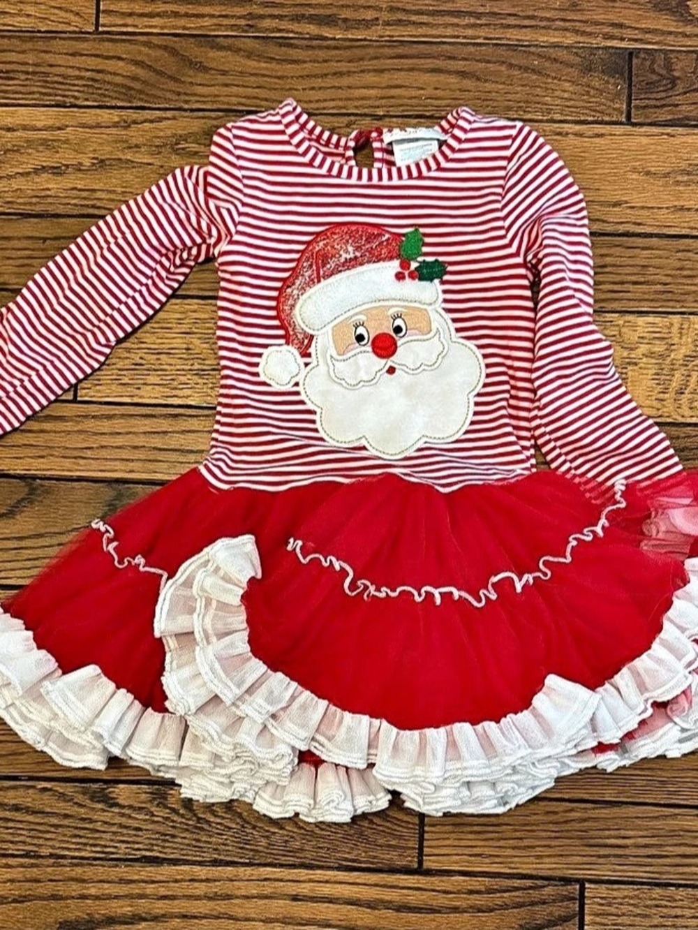 Emily Rose Santa Striped Tulle Holiday Dress Girls 4